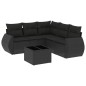 vidaXL 6-tlg. Garten-Sofagarnitur mit Kissen Schwarz Poly Rattan vidaXL 6-tlg. Garten-Sofagarnitur mit Kissen Schwarz Poly Rattan