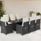 vidaXL 9-tlg. Garten-Essgruppe mit Kissen Schwarz Poly Rattan vidaXL 9-tlg. Garten-Essgruppe mit Kissen Schwarz Poly Rattan