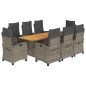 vidaXL 9-tlg. Garten-Essgruppe mit Kissen Grau Poly Rattan vidaXL 9-tlg. Garten-Essgruppe mit Kissen Grau Poly Rattan
