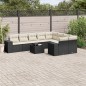 vidaXL 10-tlg. Garten-Sofagarnitur mit Kissen Schwarz Poly Rattan vidaXL 10-tlg. Garten-Sofagarnitur mit Kissen Schwarz Poly Rattan