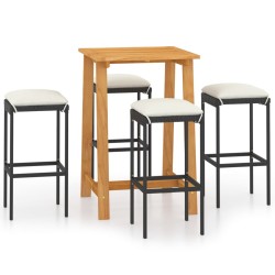 vidaXL 5-tlg. Gartenbar-Set mit Kissen Schwarz