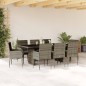 vidaXL 9-tlg. Garten-Essgruppe mit Kissen Grau Poly Rattan vidaXL 9-tlg. Garten-Essgruppe mit Kissen Grau Poly Rattan