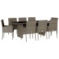 vidaXL 9-tlg. Garten-Essgruppe mit Kissen Grau Poly Rattan vidaXL 9-tlg. Garten-Essgruppe mit Kissen Grau Poly Rattan