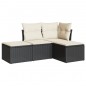 vidaXL 4-tlg. Garten-Sofagarnitur mit Kissen Schwarz Poly Rattan vidaXL 4-tlg. Garten-Sofagarnitur mit Kissen Schwarz Poly Rattan