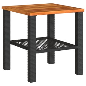 vidaXL Gartentisch Schwarz 40x40x42 cm Poly Rattan Akazienholz