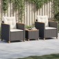 vidaXL 3-tlg. Bistro-Set mit Kissen Schwarz Poly Rattan Akazienholz vidaXL 3-tlg. Bistro-Set mit Kissen Schwarz Poly Rattan Akazienholz
