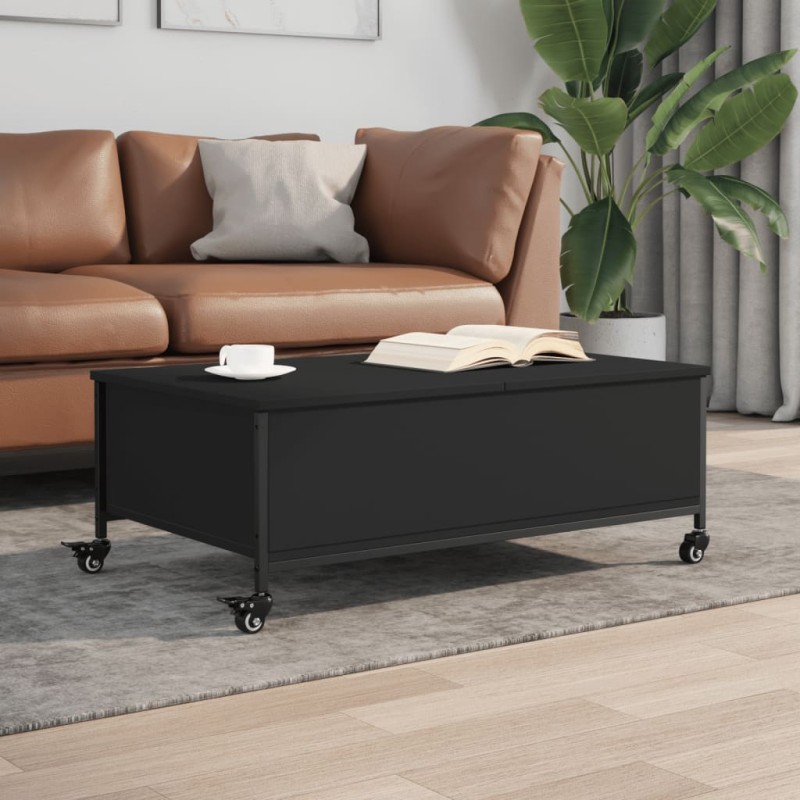 vidaXL Couchtisch mit Rollen Schwarz 91x55x34 cm Holzwerkstoff vidaXL Couchtisch mit Rollen Schwarz 91x55x34 cm Holzwerkstoff
