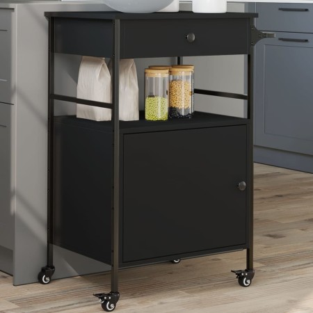 vidaXL Küchenwagen Schwarz 56x43x89,5 cm Holzwerkstoff