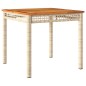 vidaXL Gartentisch Beige 80x80x75 cm Poly Rattan Akazienholz vidaXL Gartentisch Beige 80x80x75 cm Poly Rattan Akazienholz