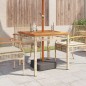 vidaXL Gartentisch Beige 80x80x75 cm Poly Rattan Akazienholz vidaXL Gartentisch Beige 80x80x75 cm Poly Rattan Akazienholz