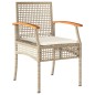 vidaXL 3-tlg. Bistro-Set mit Kissen Beige Poly Rattan Akazienholz vidaXL 3-tlg. Bistro-Set mit Kissen Beige Poly Rattan Akazienholz