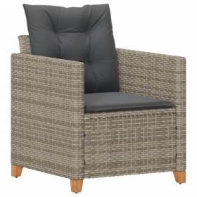 vidaXL Gartensessel mit Kissen Grau Poly Rattan