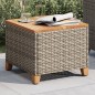 vidaXL Gartentisch Grau 45x45x37 cm Poly Rattan Akazienholz vidaXL Gartentisch Grau 45x45x37 cm Poly Rattan Akazienholz