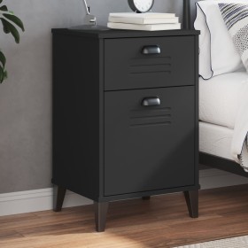 vidaXL Nachttisch VIKEN Schwarz Massivholz Kiefer