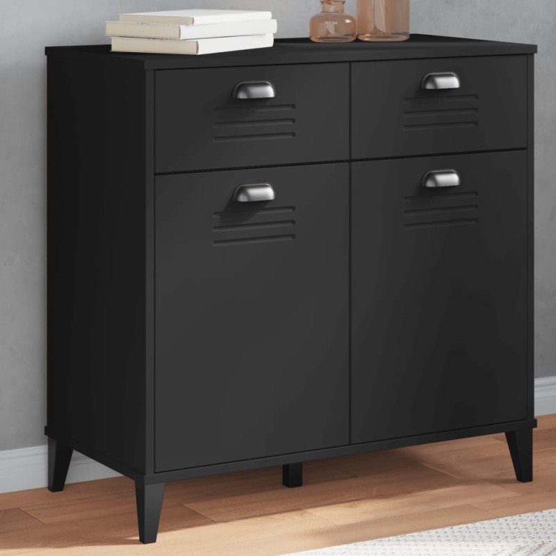 vidaXL Sideboard VIKEN Schwarz 80x40x80 cm Massivholz Kiefer vidaXL Sideboard VIKEN Schwarz 80x40x80 cm Massivholz Kiefer
