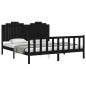 Bettgestell mit Kopfteil Schwarz 180x200 cm Massivholz Bettgestell mit Kopfteil Schwarz 180x200 cm Massivholz