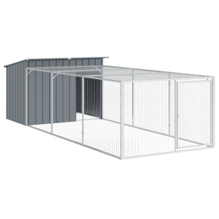 vidaXL Hundehütte mit Auslauf Anthrazit 153x396x110cm Verzinkter Stahl