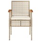 vidaXL Gartenstühle mit Kissen 2 Stk. Beige Poly Rattan Akazienholz vidaXL Gartenstühle mit Kissen 2 Stk. Beige Poly Rattan Akazienholz