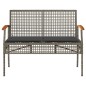 vidaXL Gartenbank mit Kissen Grau Poly Rattan Akazienholz vidaXL Gartenbank mit Kissen Grau Poly Rattan Akazienholz
