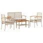 vidaXL 4-tlg. Garten-Lounge-Set mit Kissen Beige Poly Rattan vidaXL 4-tlg. Garten-Lounge-Set mit Kissen Beige Poly Rattan