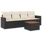 vidaXL 5-tlg. Garten-Sofagarnitur mit Kissen Schwarz Poly Rattan vidaXL 5-tlg. Garten-Sofagarnitur mit Kissen Schwarz Poly Rattan