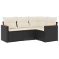vidaXL 4-tlg. Garten-Sofagarnitur mit Kissen Schwarz Poly Rattan vidaXL 4-tlg. Garten-Sofagarnitur mit Kissen Schwarz Poly Rattan