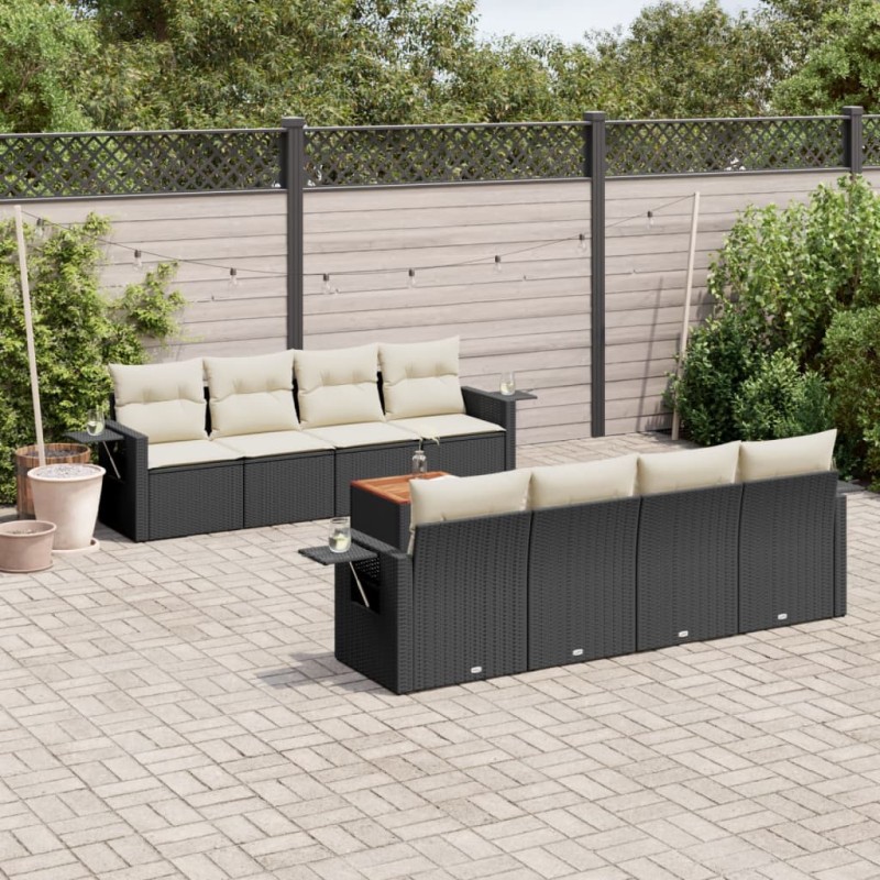 vidaXL 9-tlg. Garten-Sofagarnitur mit Kissen Schwarz Poly Rattan vidaXL 9-tlg. Garten-Sofagarnitur mit Kissen Schwarz Poly Rattan