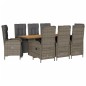 vidaXL 9-tlg. Garten-Essgruppe mit Kissen Grau Poly Rattan vidaXL 9-tlg. Garten-Essgruppe mit Kissen Grau Poly Rattan