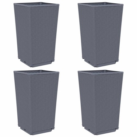 vidaXL Pflanzkübel 4 Stk. Grau 32,5x32,5x57 cm PP