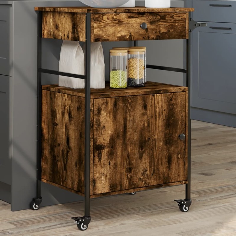 vidaXL Küchenwagen Räuchereiche 56x43x89,5 cm Holzwerkstoff vidaXL Küchenwagen Räuchereiche 56x43x89,5 cm Holzwerkstoff