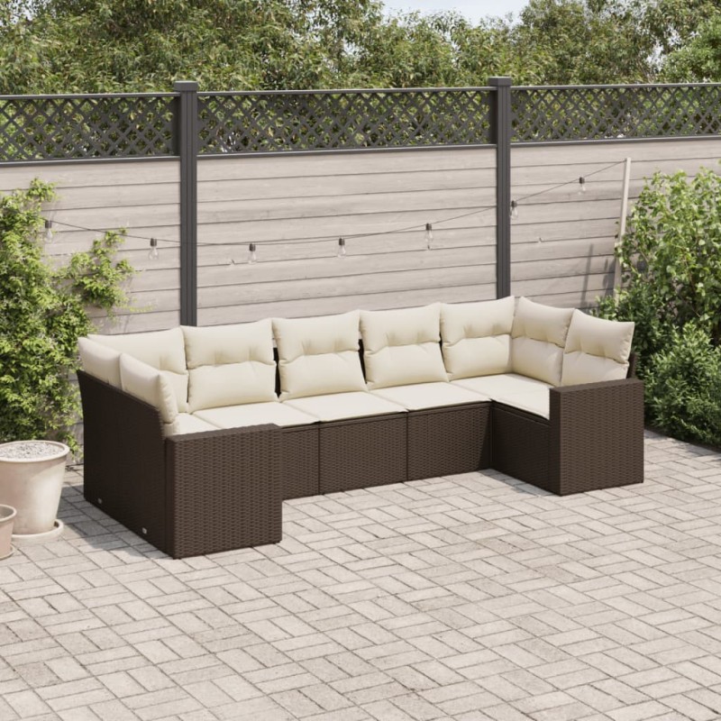 vidaXL 7-tlg. Garten-Sofagarnitur mit Kissen Braun Poly Rattan vidaXL 7-tlg. Garten-Sofagarnitur mit Kissen Braun Poly Rattan