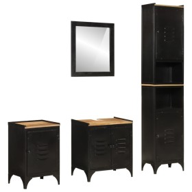 vidaXL 4-tlg. Badmöbel-Set Eisen und Massivholz Mango