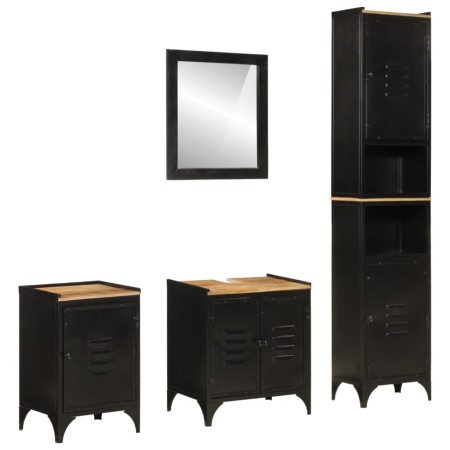 vidaXL 4-tlg. Badmöbel-Set Eisen und Massivholz Mango