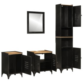 vidaXL 4-tlg. Badmöbel-Set Eisen und Massivholz Mango