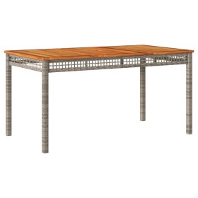 vidaXL Gartentisch Grau 140x80x75 cm Poly Rattan Akazienholz