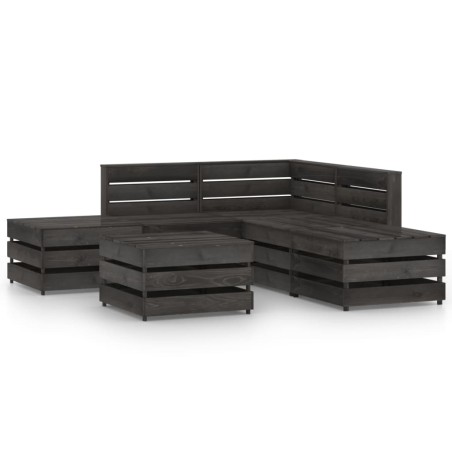 6-tlg. Garten-Lounge-Set Grau Imprägniertes Kiefernholz