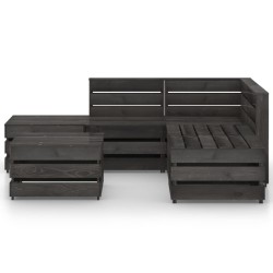 6-tlg. Garten-Lounge-Set Grau Imprägniertes Kiefernholz