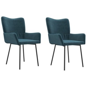 vidaXL Esszimmerstühle 2 Stk. Blau Samt