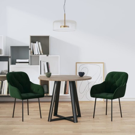 vidaXL Esszimmerstühle 2 Stk. Dunkelgrün Samt
