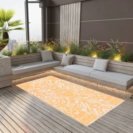vidaXL Outdoor-Teppich Orange und Weiß 190x290 cm PP
