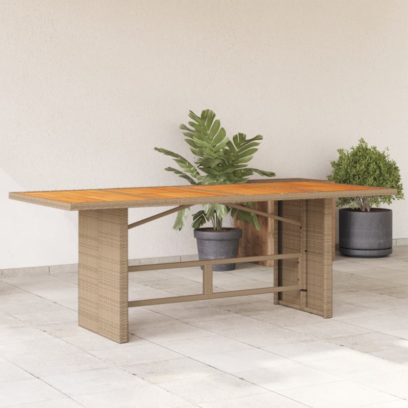 vidaXL Gartentisch mit Akazienholz-Platte 190x80x74 cm Poly Rattan vidaXL Gartentisch mit Akazienholz-Platte 190x80x74 cm Poly Rattan