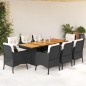 vidaXL 9-tlg. Garten-Essgruppe mit Kissen Schwarz Poly Rattan vidaXL 9-tlg. Garten-Essgruppe mit Kissen Schwarz Poly Rattan