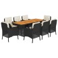 vidaXL 9-tlg. Garten-Essgruppe mit Kissen Schwarz Poly Rattan vidaXL 9-tlg. Garten-Essgruppe mit Kissen Schwarz Poly Rattan