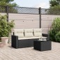 vidaXL 4-tlg. Garten-Sofagarnitur mit Kissen Schwarz Poly Rattan vidaXL 4-tlg. Garten-Sofagarnitur mit Kissen Schwarz Poly Rattan