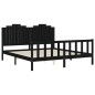 Bettgestell mit Kopfteil Schwarz 180x200 cm Massivholz Bettgestell mit Kopfteil Schwarz 180x200 cm Massivholz