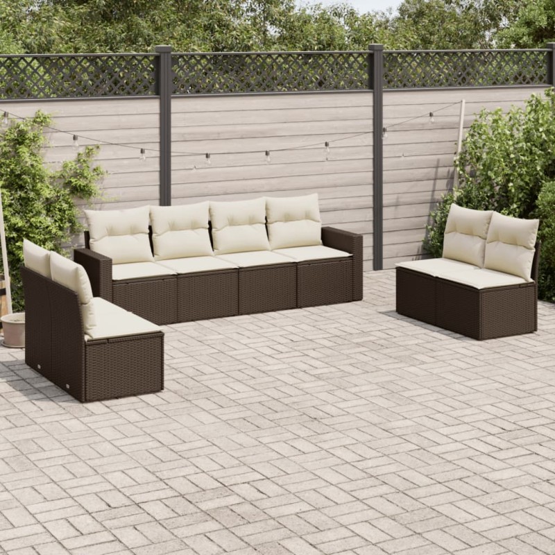 vidaXL 8-tlg. Garten-Sofagarnitur mit Kissen Braun Poly Rattan vidaXL 8-tlg. Garten-Sofagarnitur mit Kissen Braun Poly Rattan