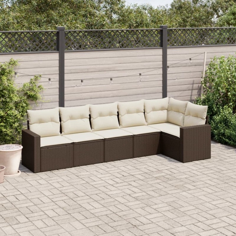 vidaXL 6-tlg. Garten-Sofagarnitur mit Kissen Braun Poly Rattan vidaXL 6-tlg. Garten-Sofagarnitur mit Kissen Braun Poly Rattan