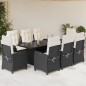 vidaXL 9-tlg. Garten-Essgruppe mit Kissen Schwarz Poly Rattan vidaXL 9-tlg. Garten-Essgruppe mit Kissen Schwarz Poly Rattan