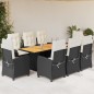 vidaXL 9-tlg. Garten-Essgruppe mit Kissen Schwarz Poly Rattan vidaXL 9-tlg. Garten-Essgruppe mit Kissen Schwarz Poly Rattan