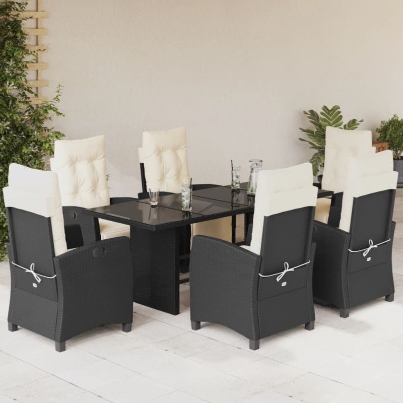 vidaXL 7-tlg. Garten-Essgruppe mit Kissen Schwarz Poly Rattan vidaXL 7-tlg. Garten-Essgruppe mit Kissen Schwarz Poly Rattan